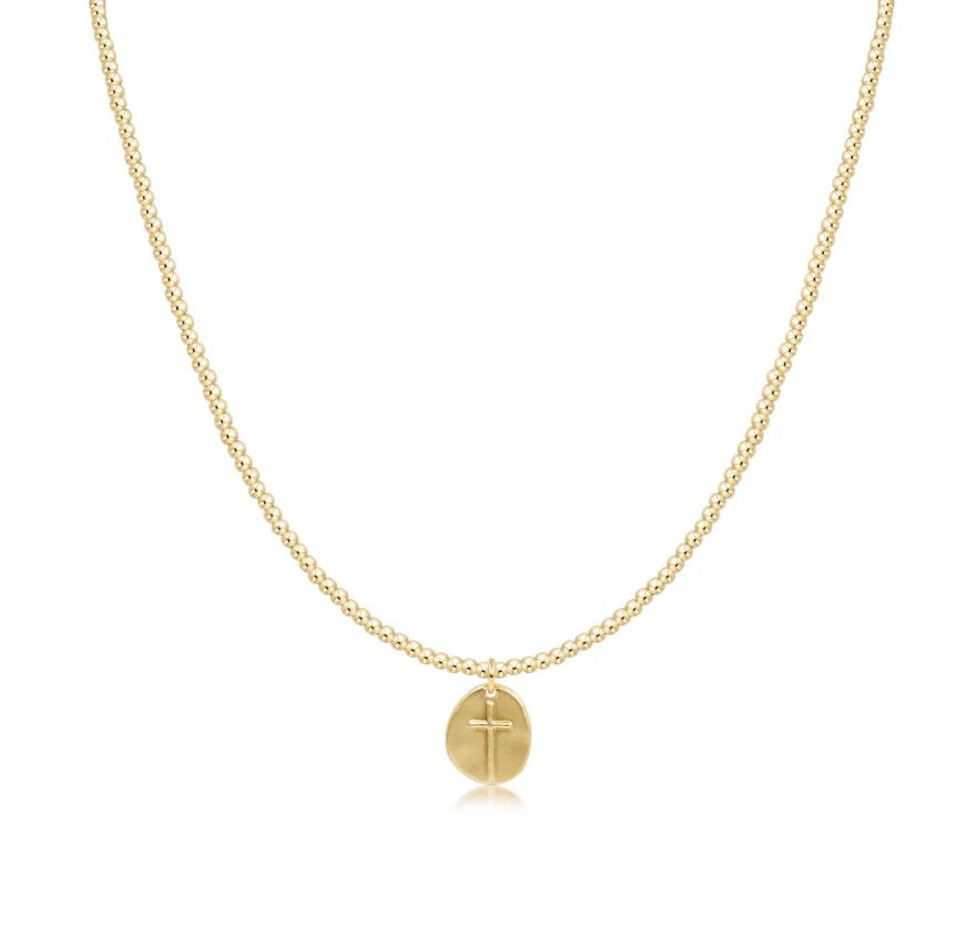 15&quot; Classic Gold 2mm Bead Inspire Small Gold Charm Choker