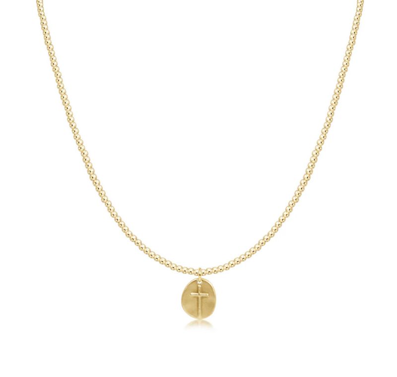15&quot; Classic Gold 2mm Bead Inspire Small Gold Charm Choker