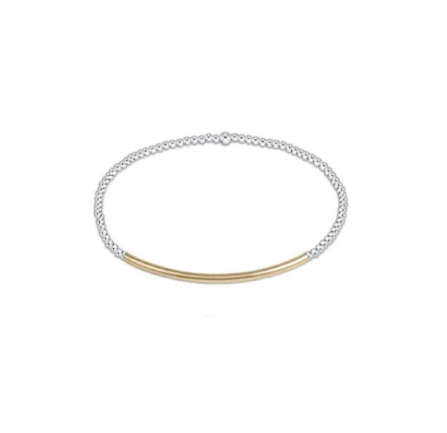 Classic Sterling Mixed Metal 2mm Bead Bracelet Bliss Bar Gold