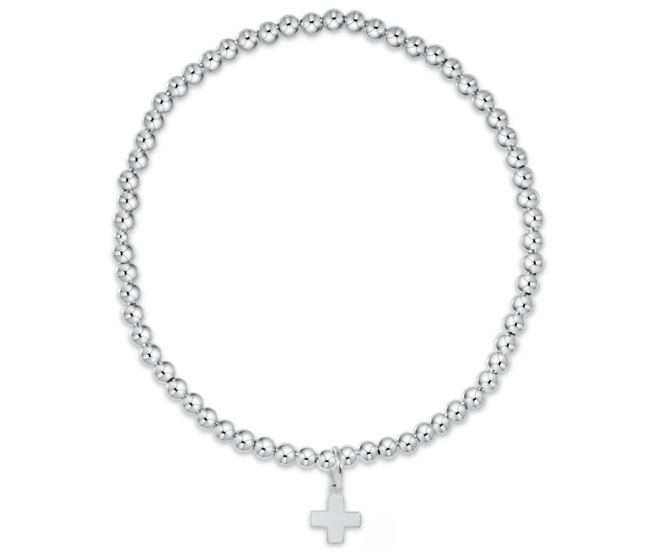 Classic Sterling 3mm Bead Bracelet Signature Cross Sterling Charm