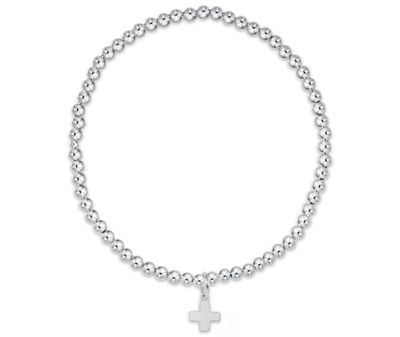 Classic Sterling 3mm Bead Bracelet Signature Cross Sterling Charm