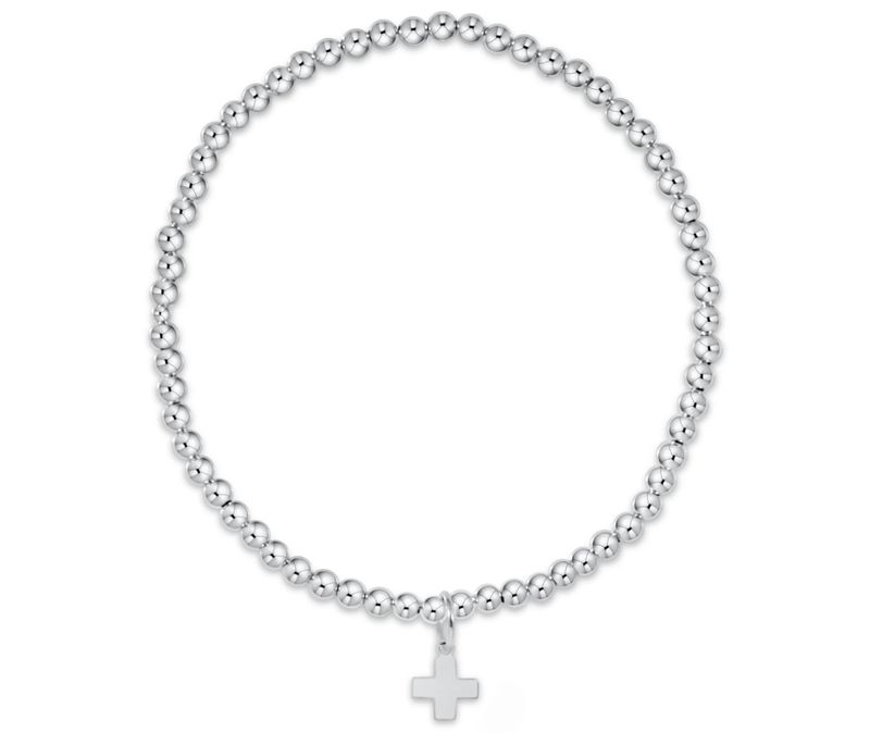 Classic Sterling 3mm Bead Bracelet Signature Cross Sterling Charm