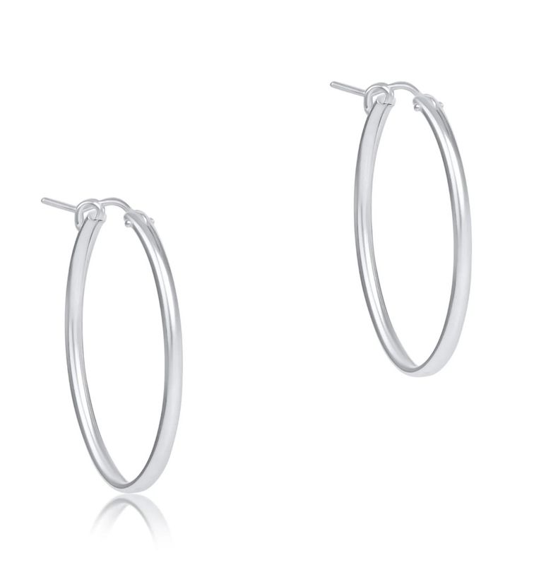 Oval Sterling 1&quot; Smooth Hoop