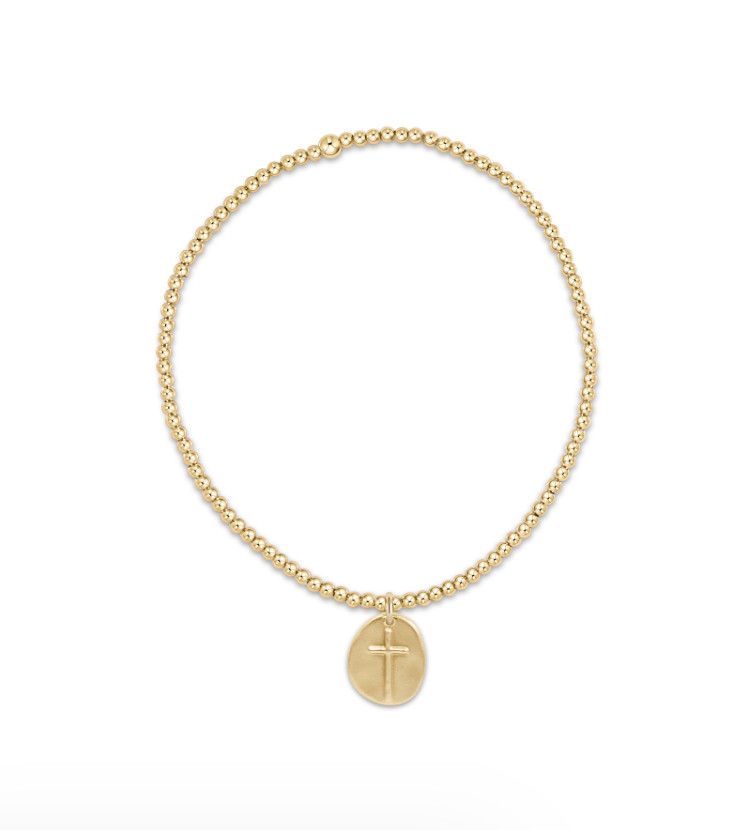 Classic Gold 2mm Bead Bracelet Inspire Love Small Gold Charm