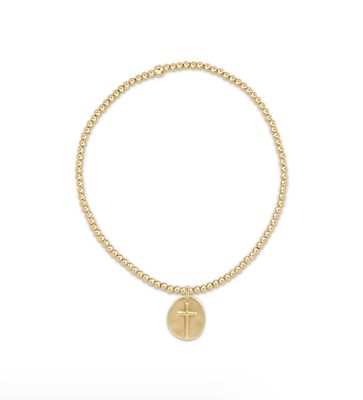 Classic Gold 2mm Bead Bracelet Inspire Love Small Gold Charm