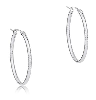 Oval Sterling 1&quot; Textured Hoop