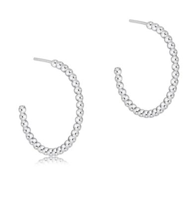 Beaded Classic 1.25&quot; Post Hoop 3mm Sterling