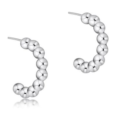 Beaded Classic 1&quot; Post Hoop 4mm Sterling