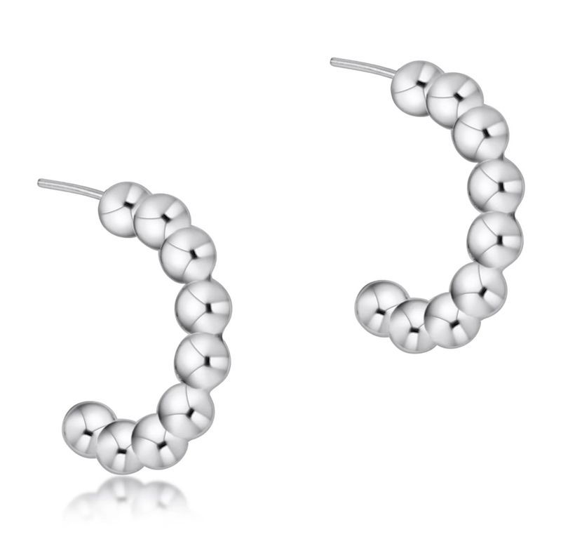 Beaded Classic 1&quot; Post Hoop 4mm Sterling