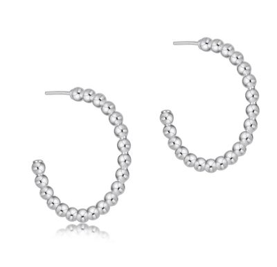 Beaded Classic 1.25&quot; Post Hoop 4mm Sterling