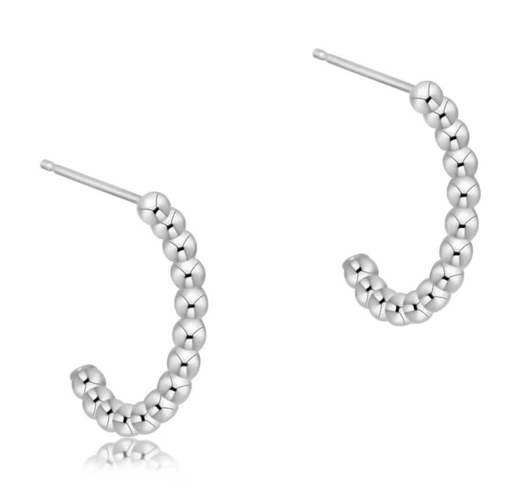 Beaded Classic 1&quot; Post Hoop 2mm Sterling