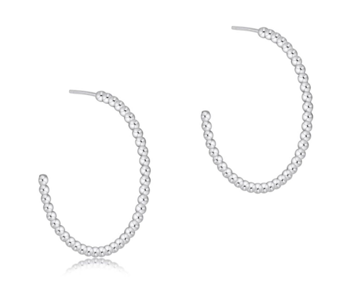 Beaded Classic 1.25&quot; Post Hoop 2mm Sterling