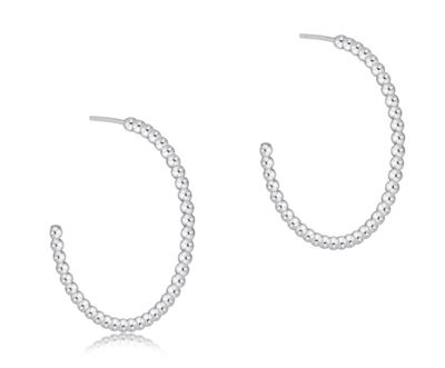 Beaded Classic 1.25&quot; Post Hoop 2mm Sterling