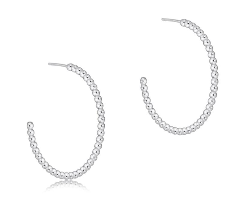 Beaded Classic 1.25&quot; Post Hoop 2mm Sterling