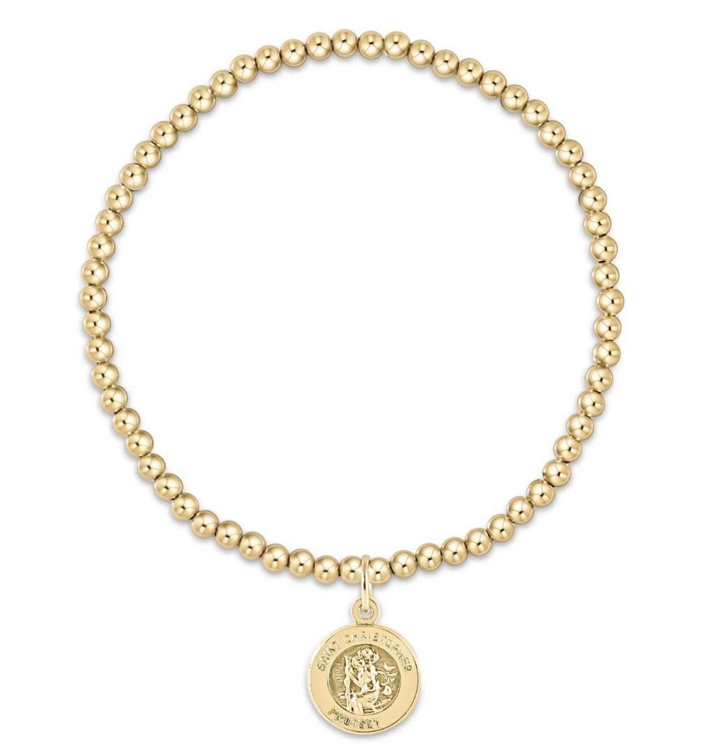 Classic Gold 3mm Bead Bracelet Protection Gold Disc