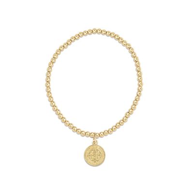 Classic Gold 3mm Bead Bracelet Blessing Gold Disc