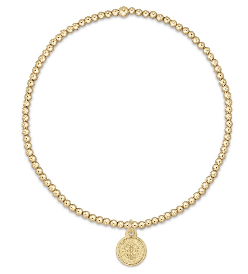 Classic Gold 2mm Bead Bracelet Blessing Small Gold Disc