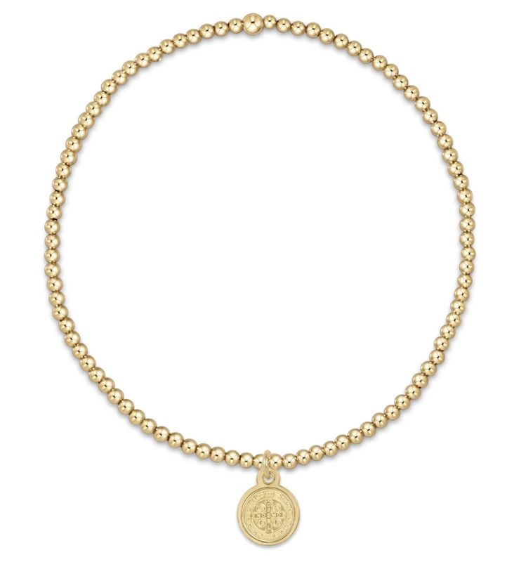 Classic Gold 2mm Bead Bracelet Blessing Small Gold Disc