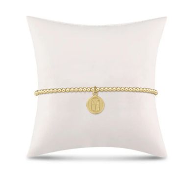 Classic Gold 2mm Bead Bracelet Be You. Small Gold Word Disc