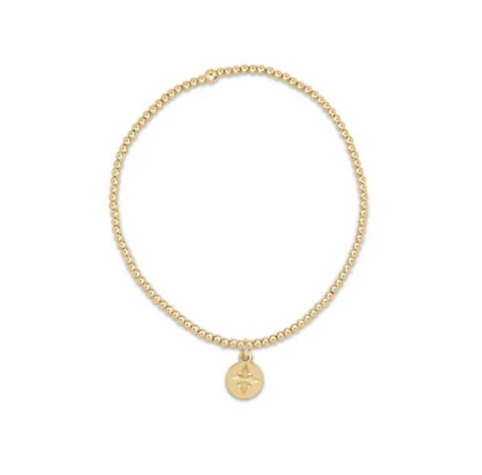 Classic Gold 2mm Bead Bracelet Direction Gold Disc