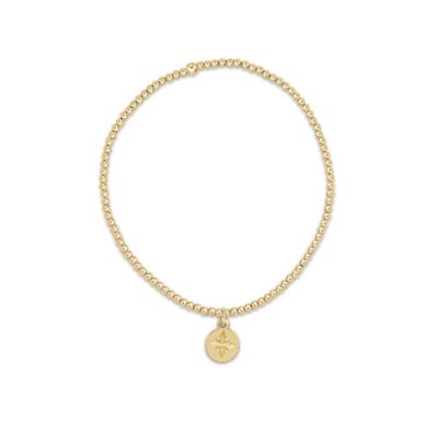 Classic Gold 2mm Bead Bracelet Direction Gold Disc