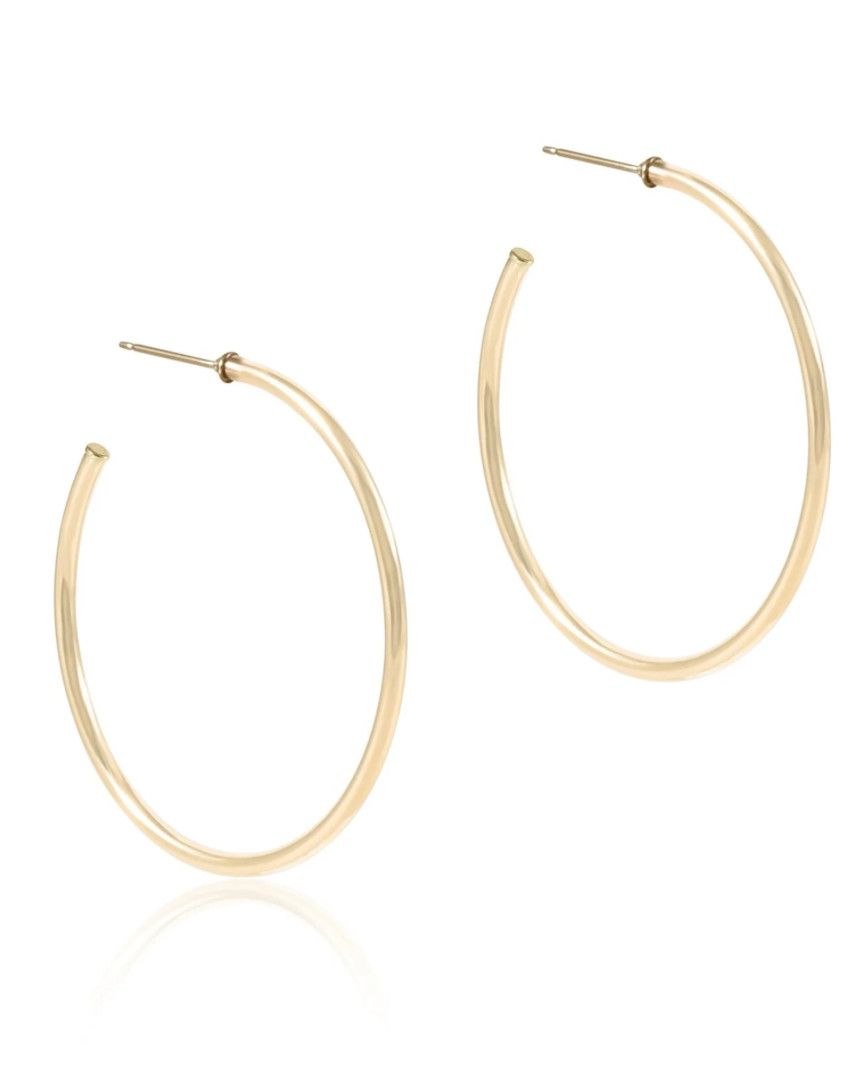 Round Gold 1.75&quot; Post Hoop 2mm Smooth