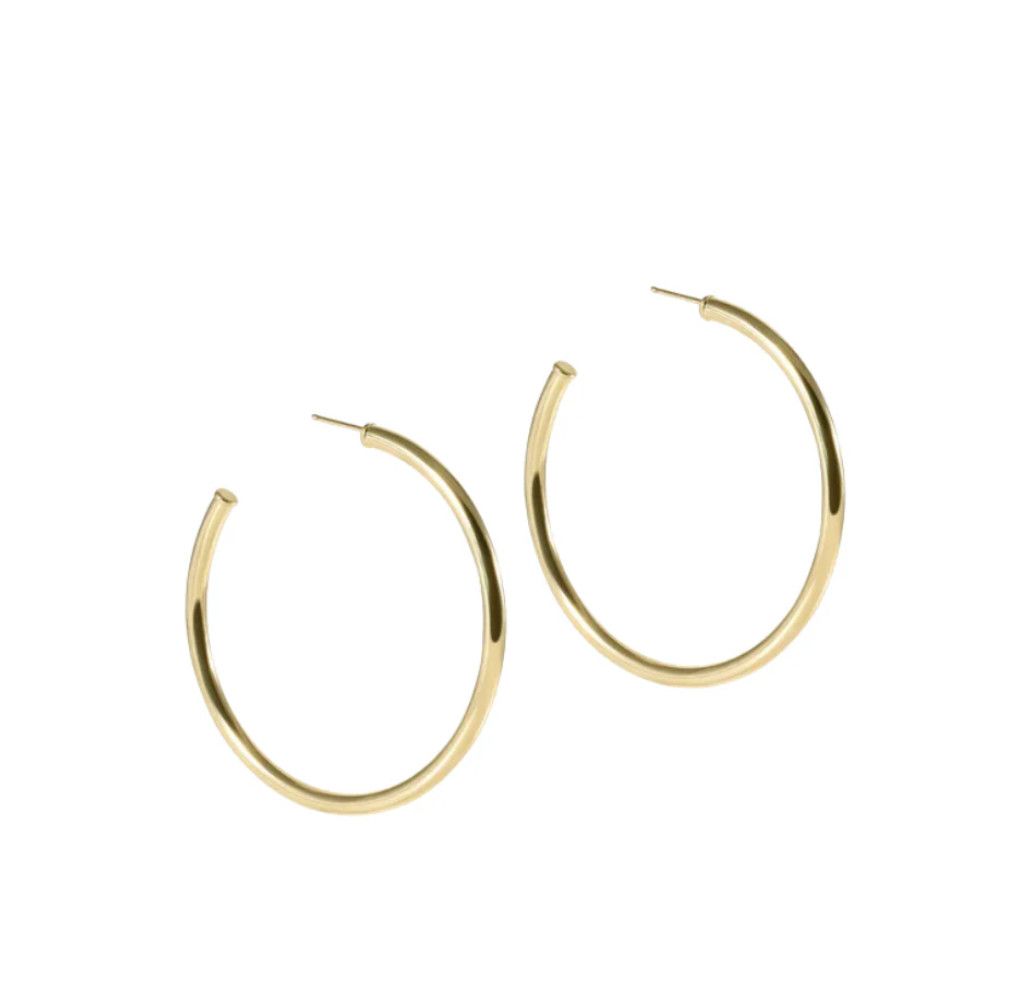 Round Gold 2&quot; Post Hoop 3mm Smooth
