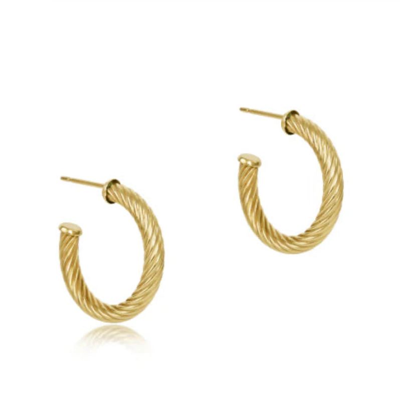 Round Gold 1.25&quot; Post Hoop 4mm Textured Twist