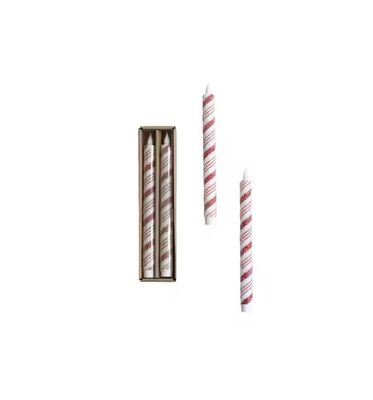 Set of 2 LED Candycane Taper Candles with Timer