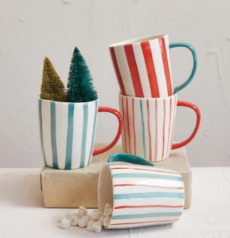 Handpainted Christmas Stripe Mug