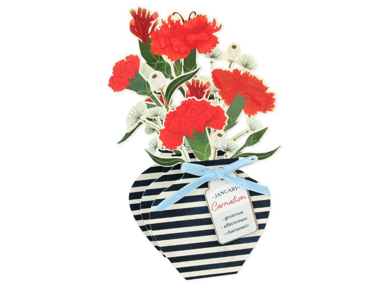 Birth Flower Greeting Card, Color: Carnation