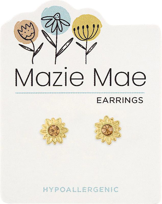 Mazie Mae Girls Earrings | Gold Sunflower Stud