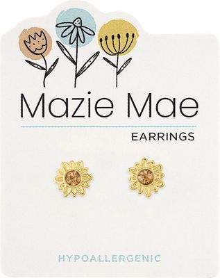 Mazie Mae Girls Earrings | Gold Sunflower Stud