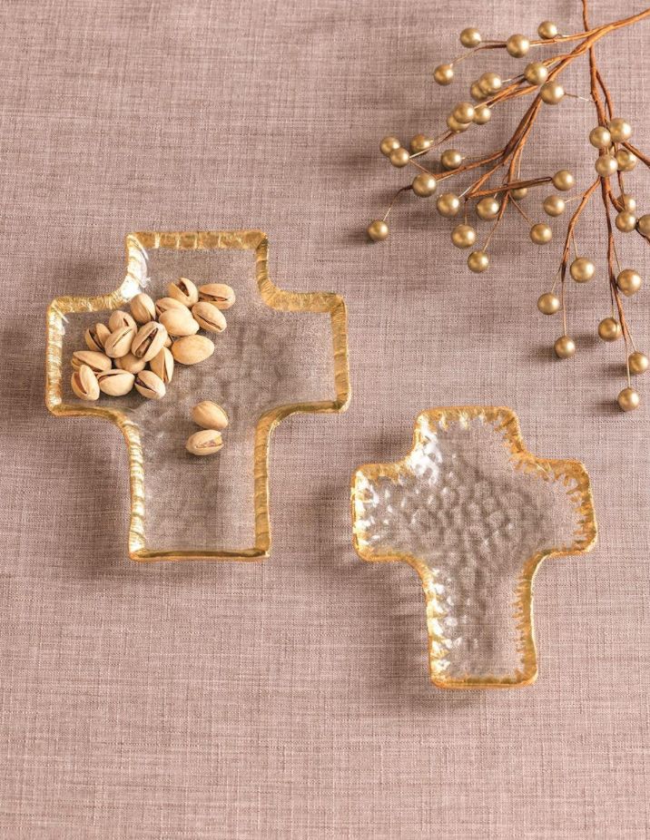 Glass Cross Nested Tray Set