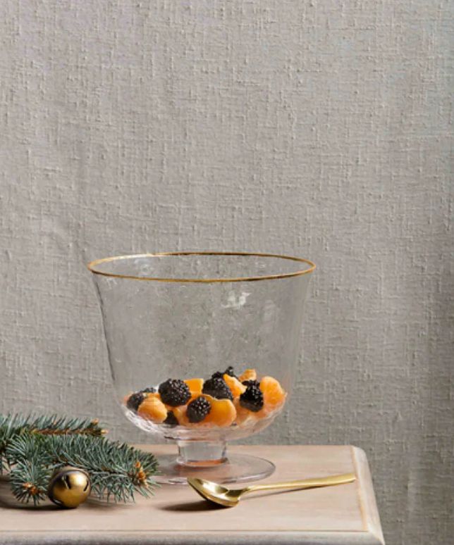 Gold Edge Glass Pedestal Bowl