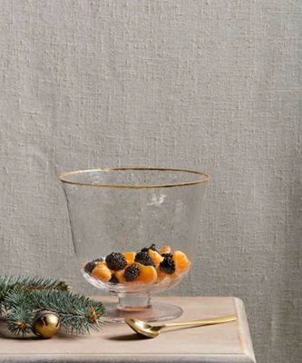 Gold Edge Glass Pedestal Bowl