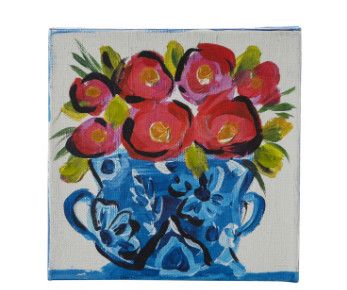 More Poppies Blue &amp; White Vase Canvas