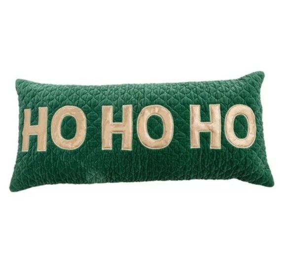 Cotton Velvet Quilted Lumbar Pillow | Ho Ho Ho