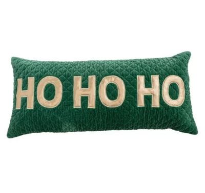Cotton Velvet Quilted Lumbar Pillow | Ho Ho Ho