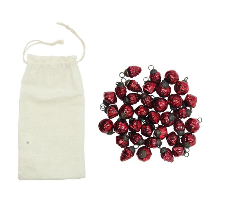 Red Embossed Mercury Glass Ornaments