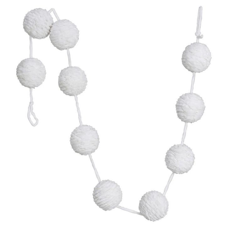 Fabric Rope Ball Garland with Gold Metallic Thread
