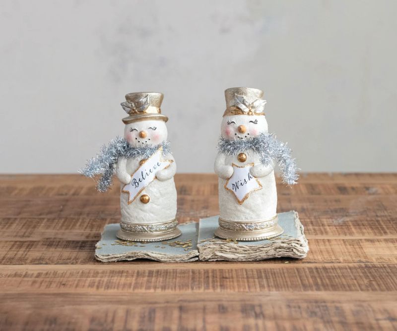 Resin Snowman with Scarf + Sign