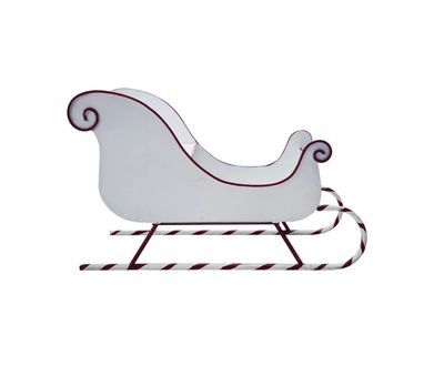 White Iron Sled with Candy Cane Skis