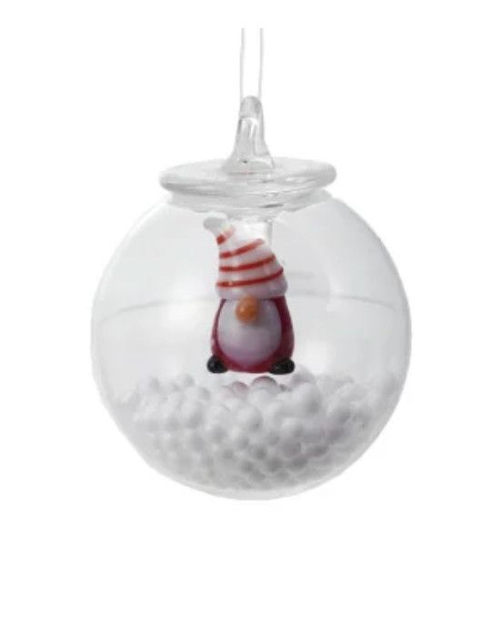 Snow Globe Ornament with Figure Inside, Color: Gnome