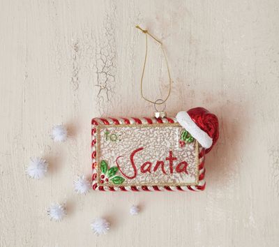 Glass Letter to Santa Ornament