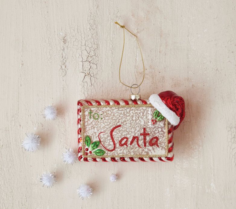 Glass Letter to Santa Ornament