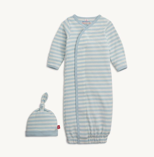 Stripe Organic Cotton Gown &amp; Hat
