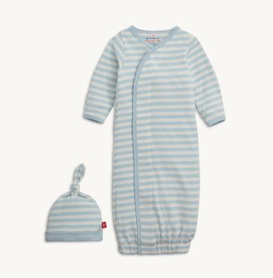 Stripe Organic Cotton Gown &amp; Hat