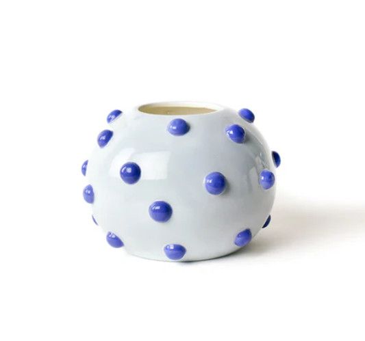 Iris Blue Large Round Vase with Decorative Knobs