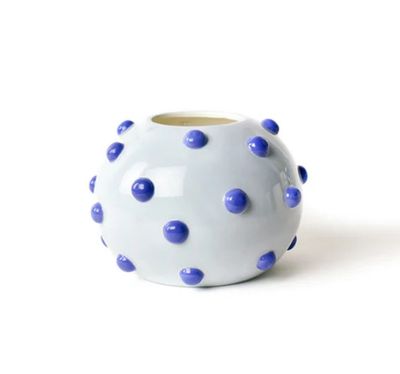 Iris Blue Large Round Vase with Decorative Knobs